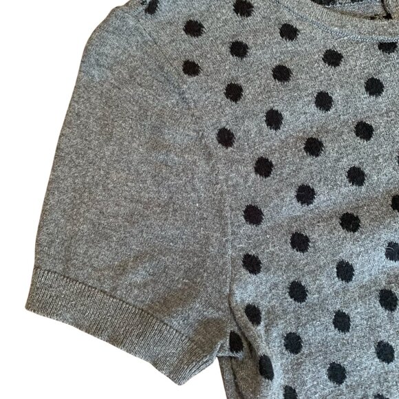 Ann Taylor LOFT Gray & Black Polka Dot Short Sleeve Sweater Womens Size Small - Picture 5 of 9